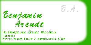 benjamin arendt business card